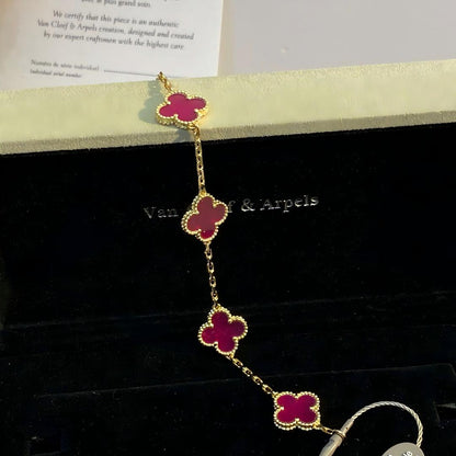 [Clover Jewelry]NEW CLOVER 5 MOTIFS PINK ENAMEL BRACELET