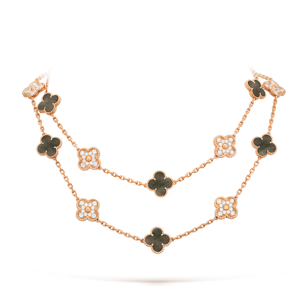 [Clover Jewelry]CLOVER 20 MOTIFS DARK MOP DIAMOND  NECKLACE