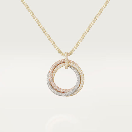 [Clover Jewelry]TRINITY LARGE FULL DIAMOND  NECKLACE
