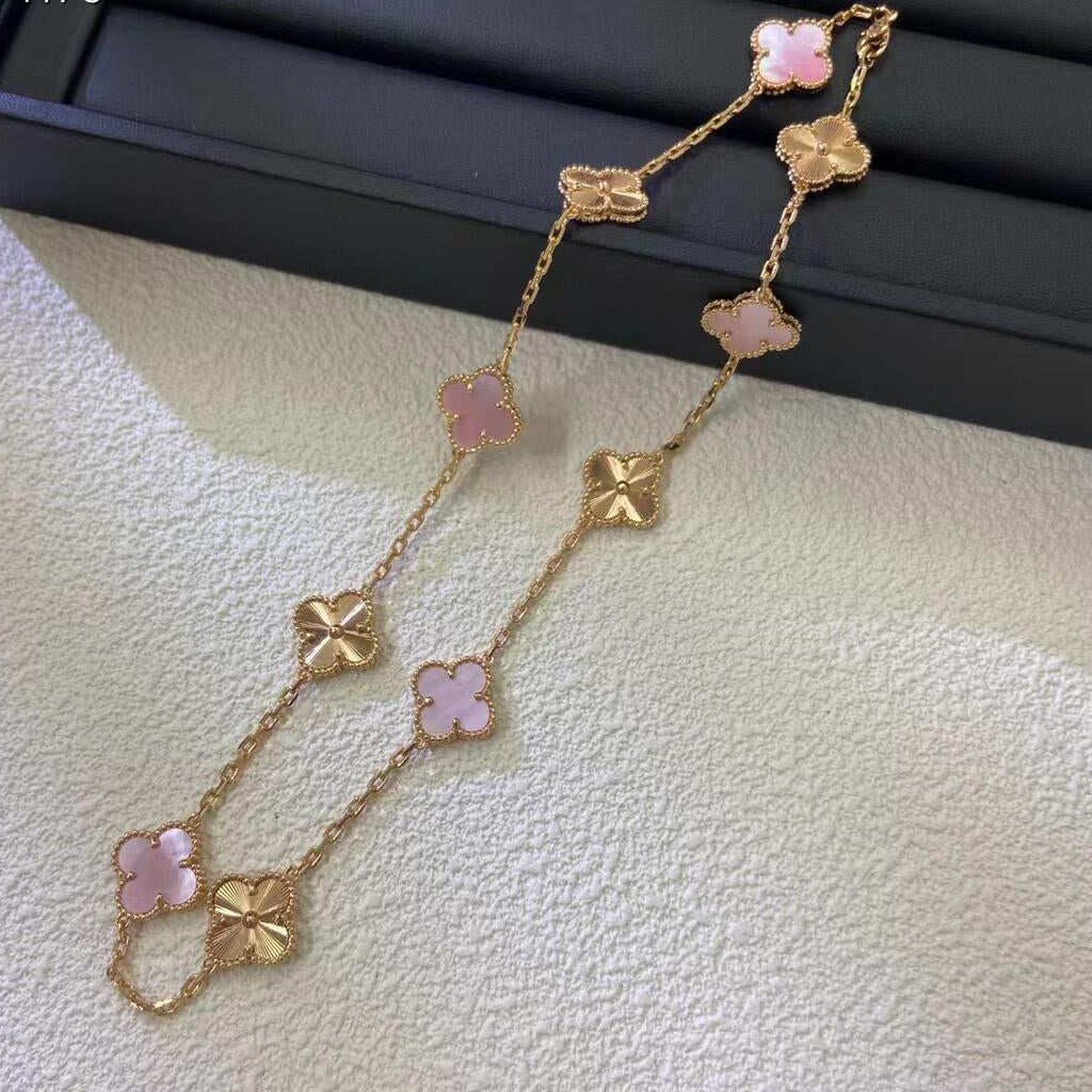 [Clover Jewelry]CLOVER 10 MOTIFS  LASER PINK MOP NECKLACE