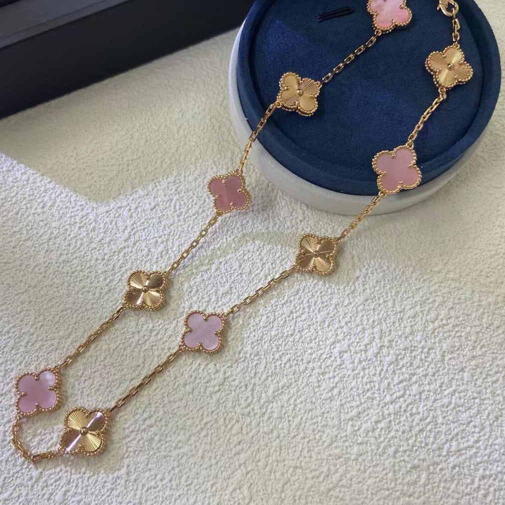 [Clover Jewelry]CLOVER 10 MOTIFS  LASER PINK MOP NECKLACE