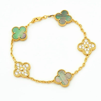 [Clover Jewelry] CLOVER 5 MOTIF GRAY MOP BRACELET COLLECTION
