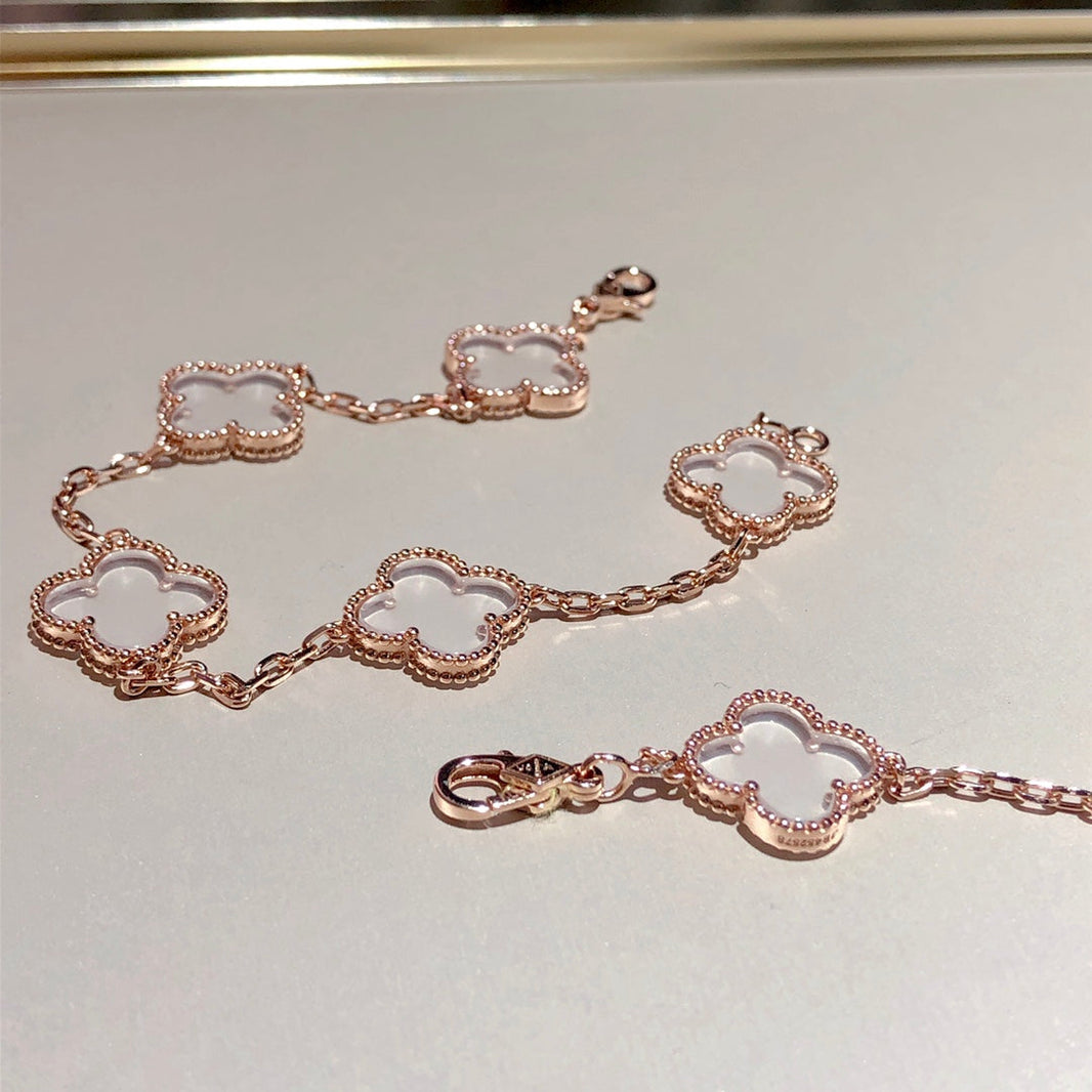 [Clover Jewelry]CLOVER 5 MOTIF ROCK CRYSTAL BRACELET