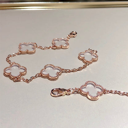 [Clover Jewelry]CLOVER 5 MOTIF ROCK CRYSTAL BRACELET