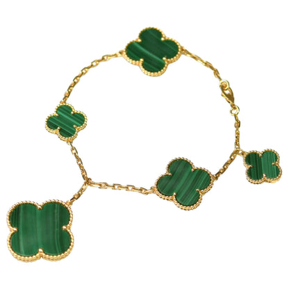 [Clover Jewelry]MAGIC CLOVER MALACHITE GOLD BRACELET 5 MOTIFS