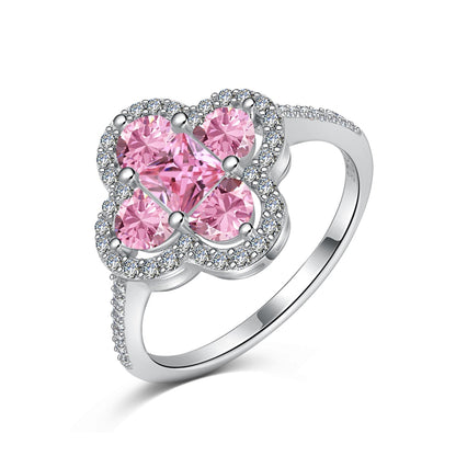 [Clover Jewelry]Luxurious Eternity Flower Shape Banquet Ring