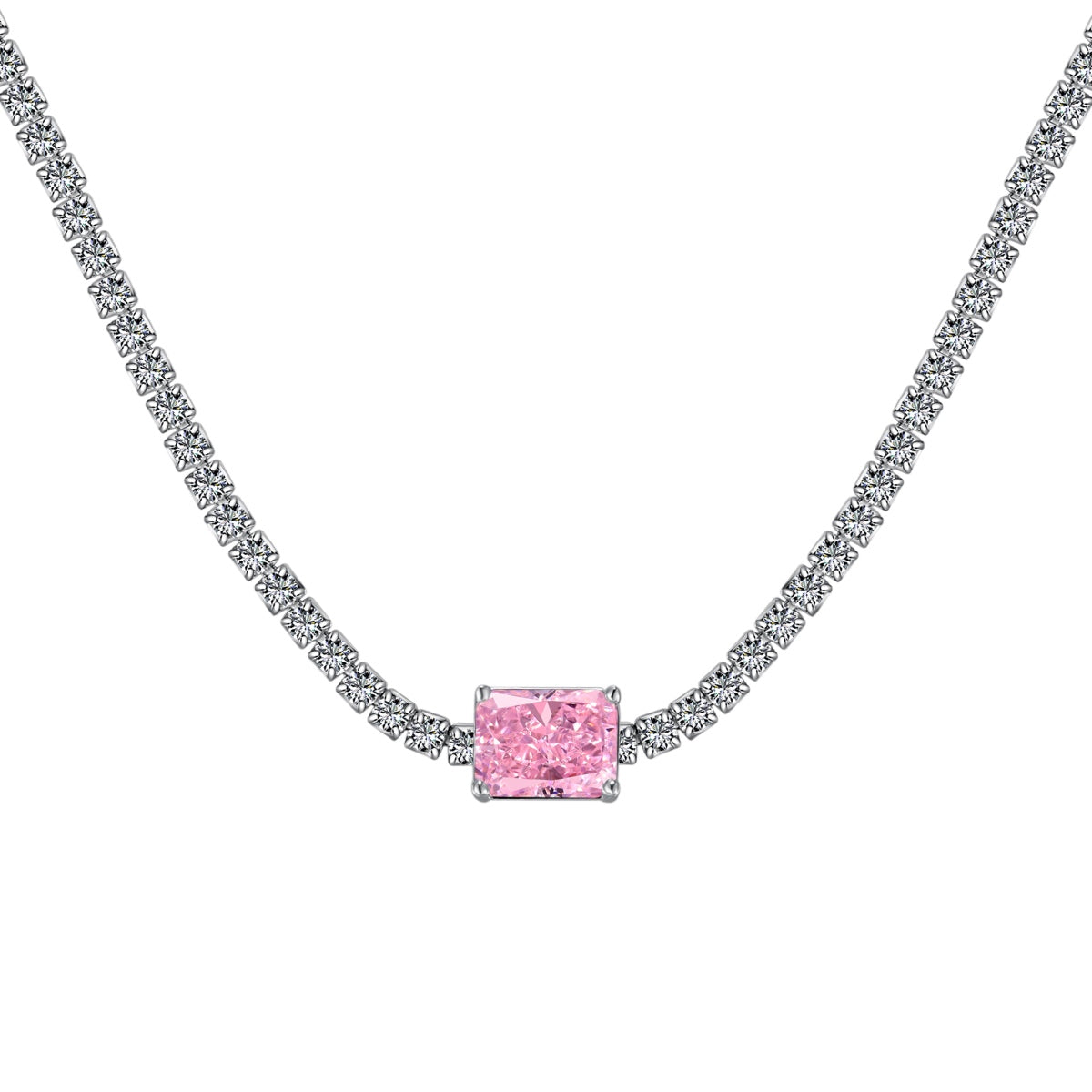 [Clover Jewelry]2.0 carat Ornate Emerald Cut Necklace