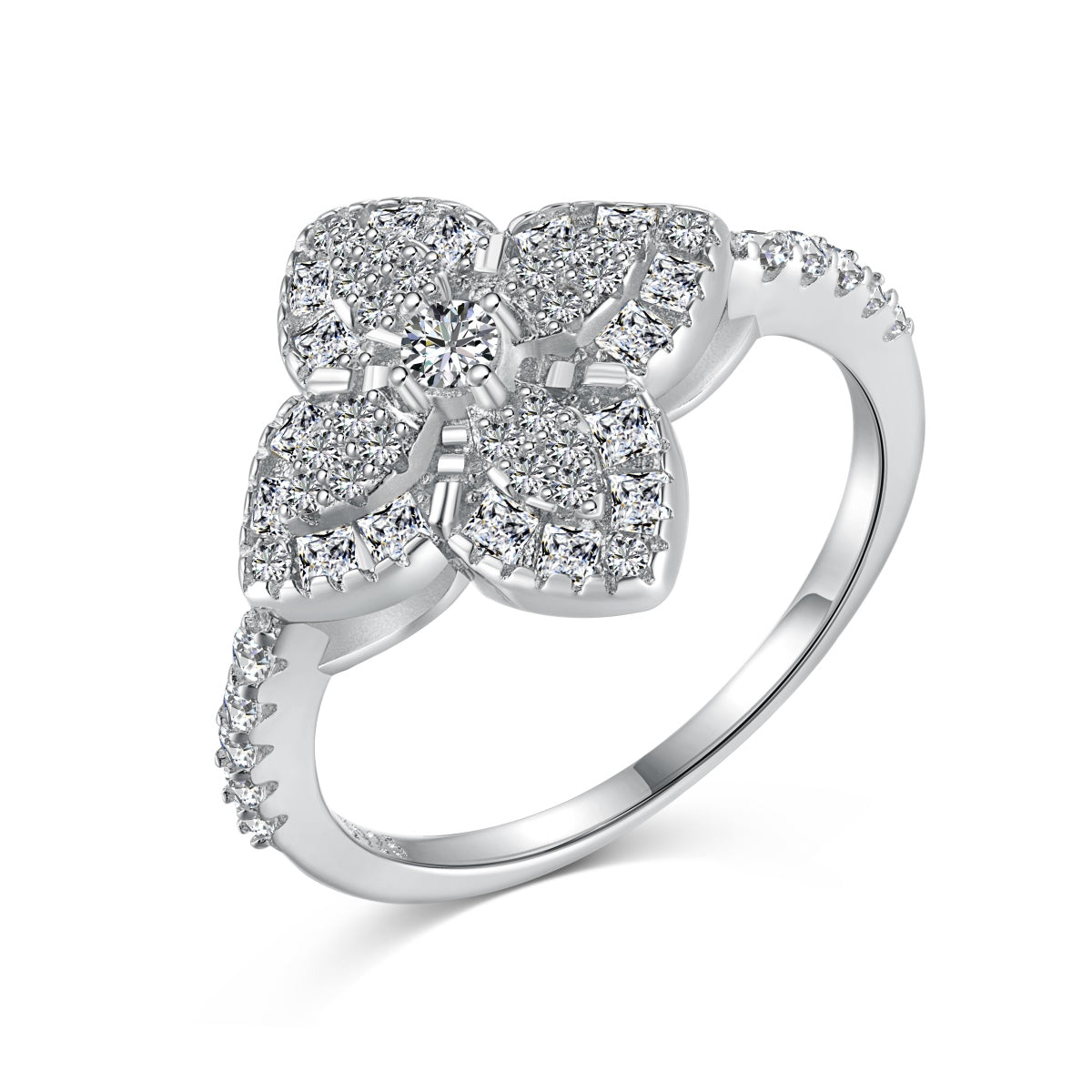 [Clover Jewelry]Luxurious Colorful Flower Shape Banquet Ring