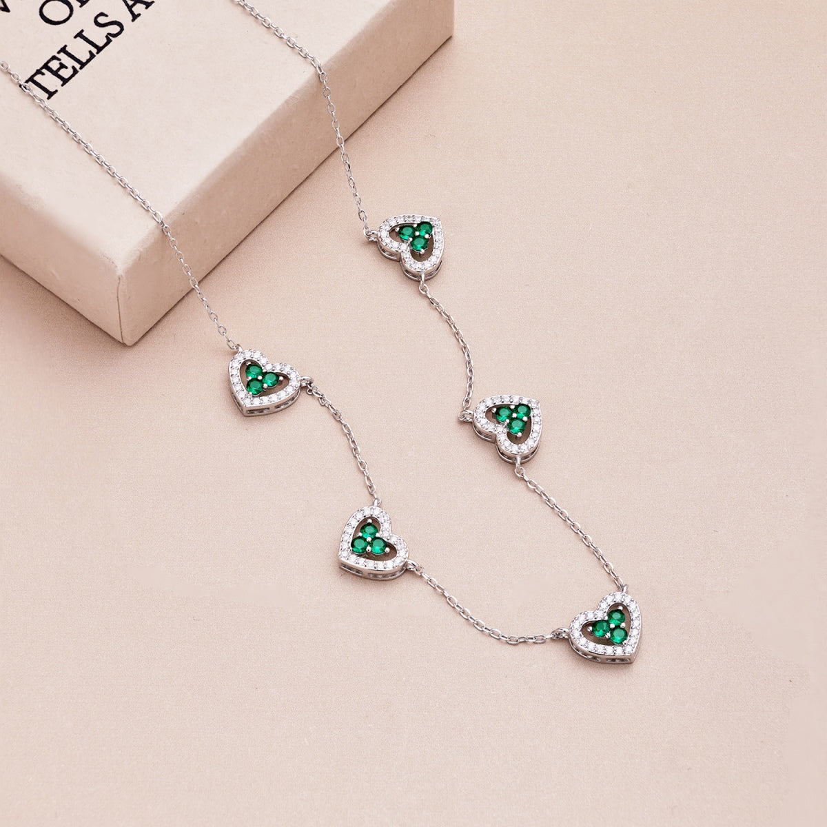 [Clover Jewelry]Sparkling Five Heart Necklace