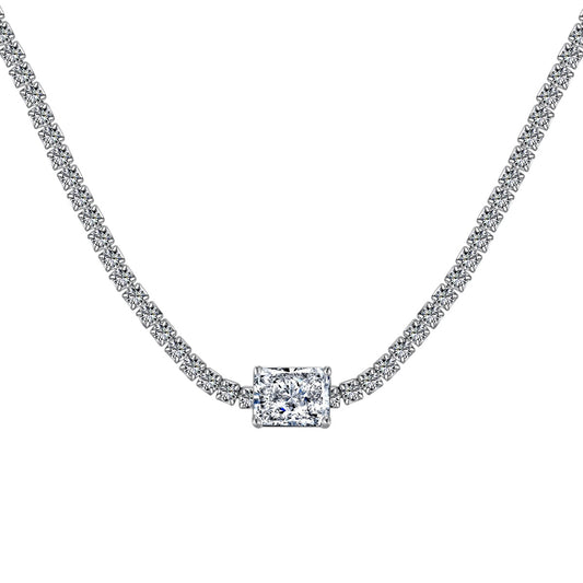 [Clover Jewelry]2.0 carat Ornate Emerald Cut Necklace