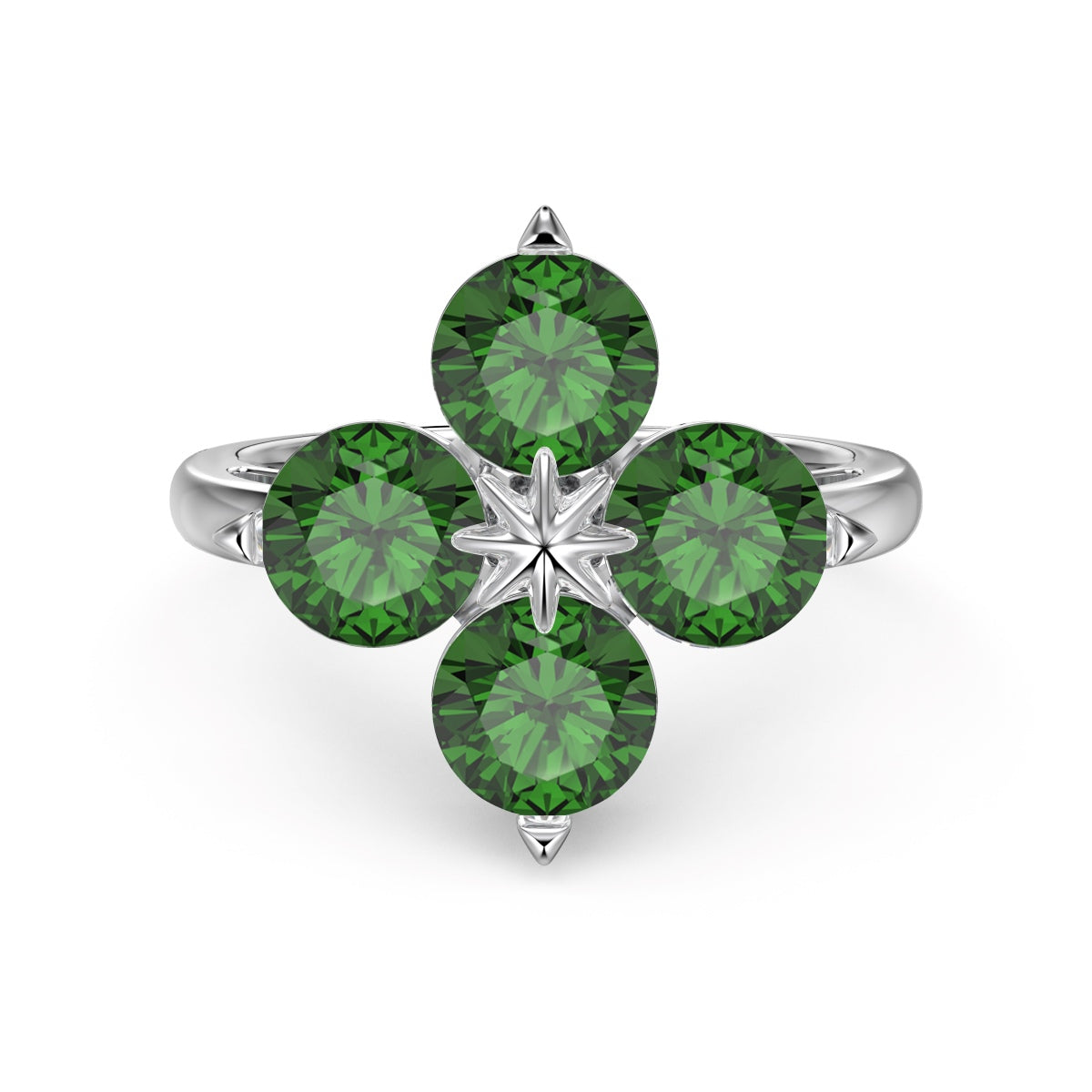 [Clover Jewelry]Four-Leaf Clover Eight-Pointed Star Ring