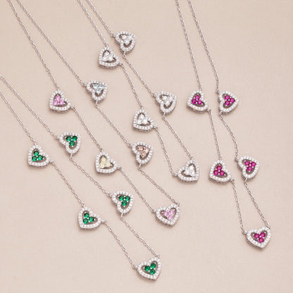 [Clover Jewelry]Sparkling Five Heart Necklace