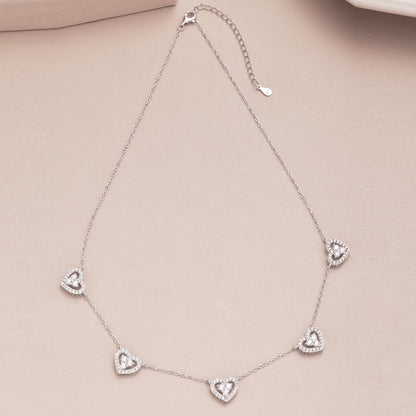 [Clover Jewelry]Sparkling Five Heart Necklace