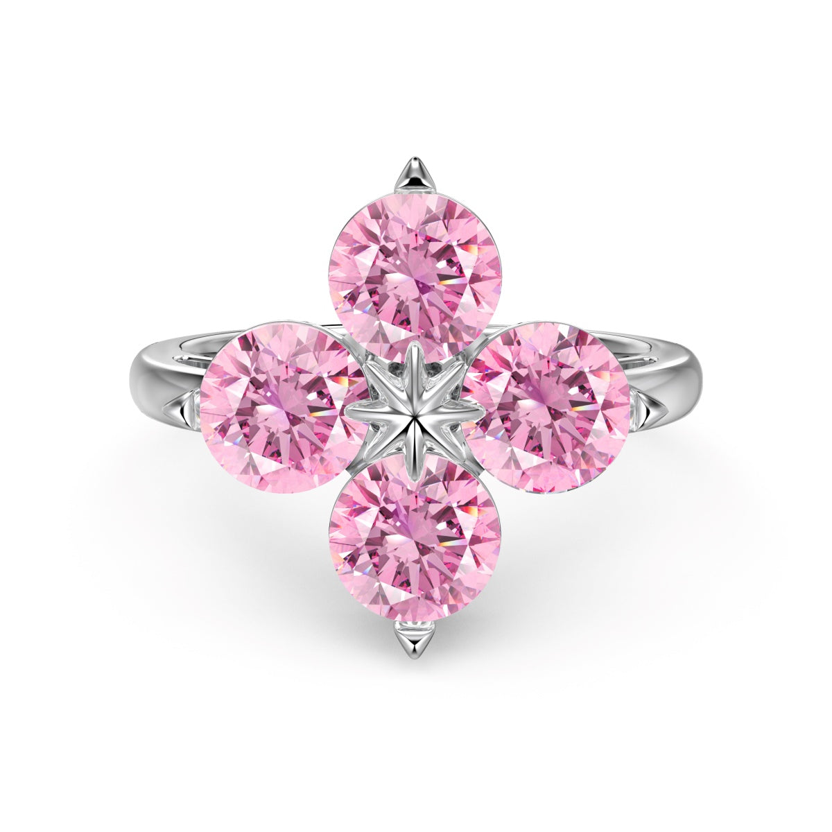 [Clover Jewelry]Four-Leaf Clover Eight-Pointed Star Ring