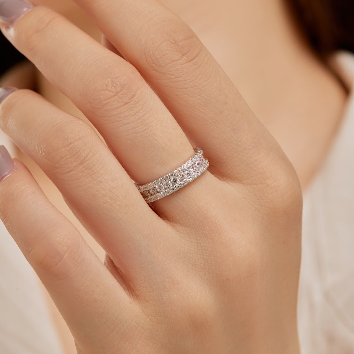 [Clover Jewelry]Delicate Colorful Round Cut Daily Ring