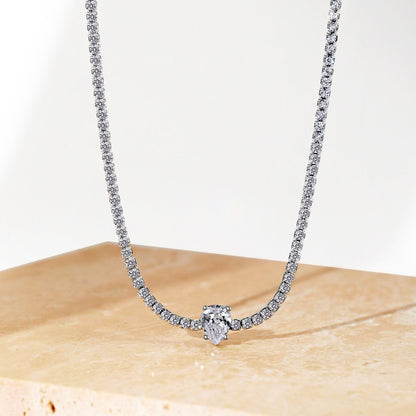 [Clover Jewelry]1.0 carat Unique Pear Cut Tennis Necklace