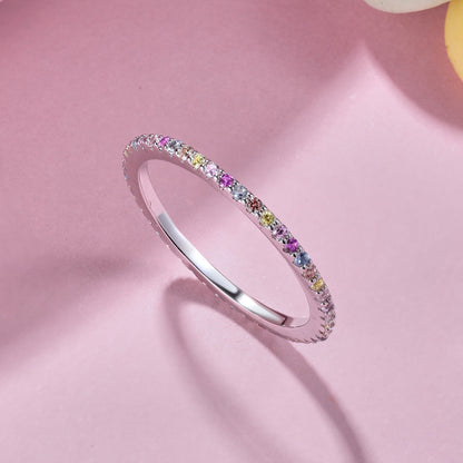 [Clover Jewelry]Ornate Colorful Round Cut Tennis Ring