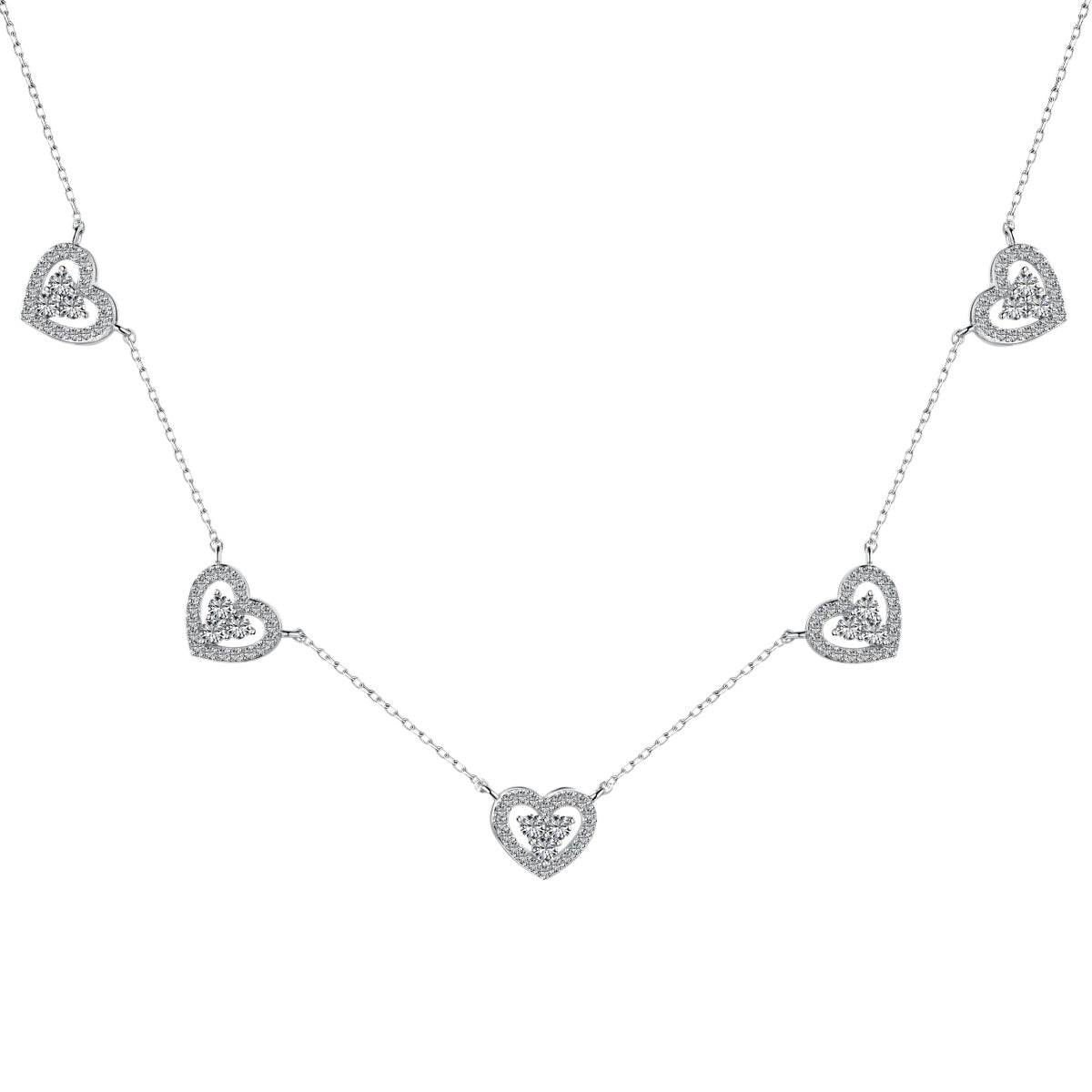 [Clover Jewelry]Sparkling Five Heart Necklace