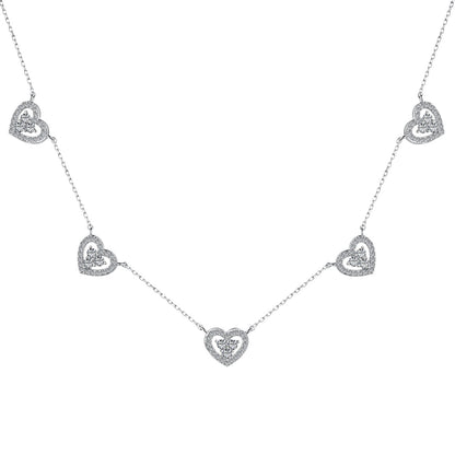 [Clover Jewelry]Sparkling Five Heart Necklace