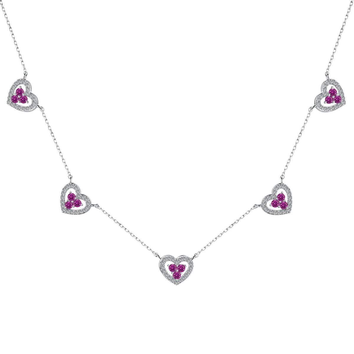 [Clover Jewelry]Sparkling Five Heart Necklace