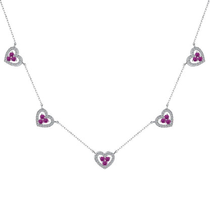 [Clover Jewelry]Sparkling Five Heart Necklace