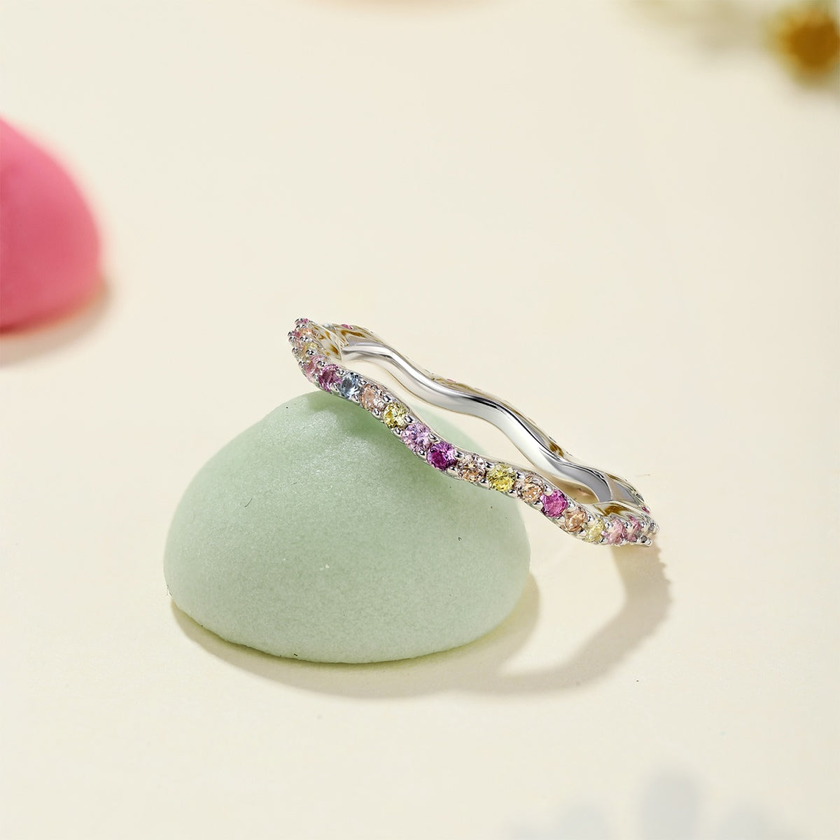 [Clover Jewelry]Dainty Colorful Round Cut Party Ring