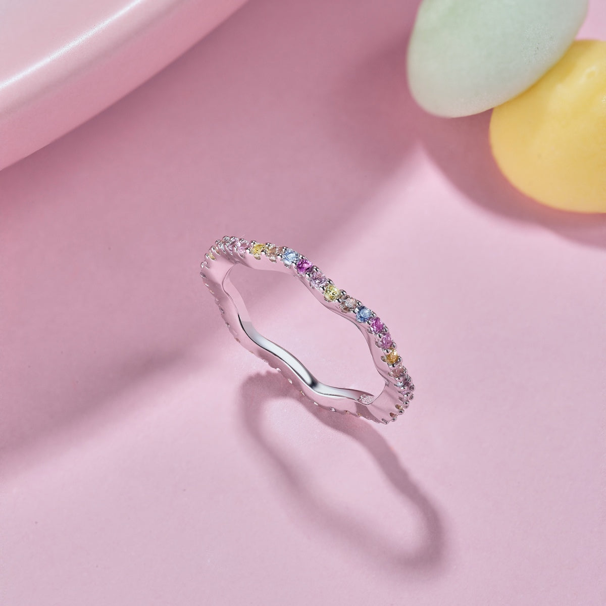 [Clover Jewelry]Dainty Colorful Round Cut Party Ring