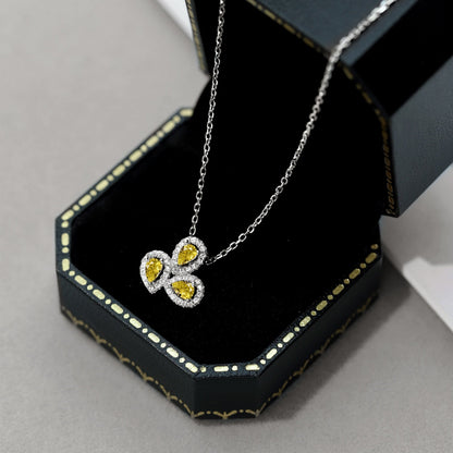 [Clover Jewelry]Elegant Flower Shape Pear Cut Necklace