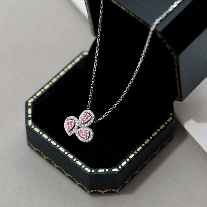 [Clover Jewelry]Elegant Flower Shape Pear Cut Necklace