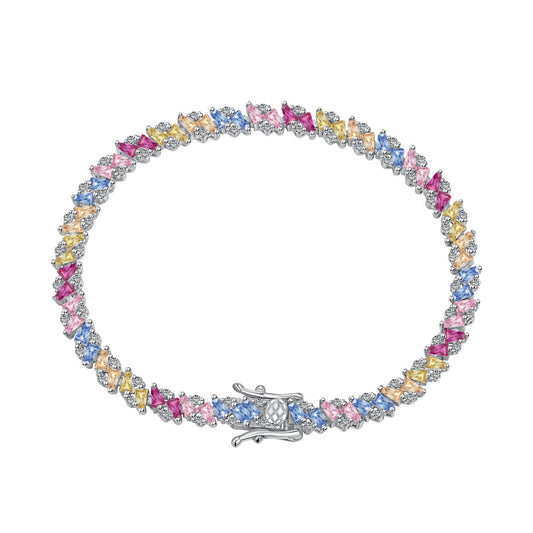 [Clover Jewelry]Ornate Sparkling Multi Cut Party Bracelet