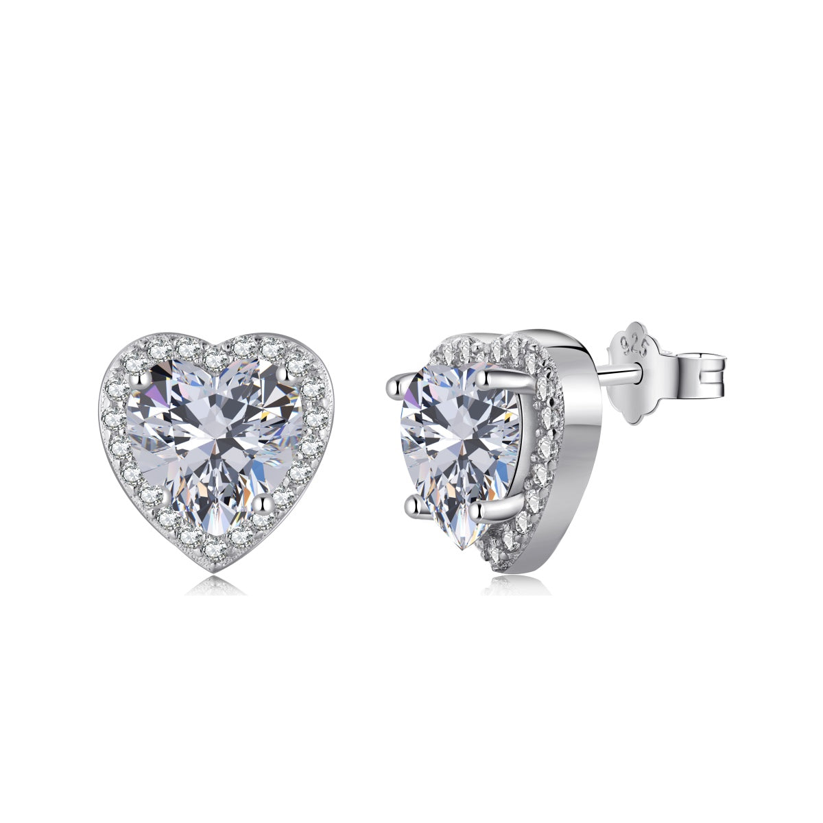 [Clover Jewelry]Sparkling Heart Shape Lover Earrings