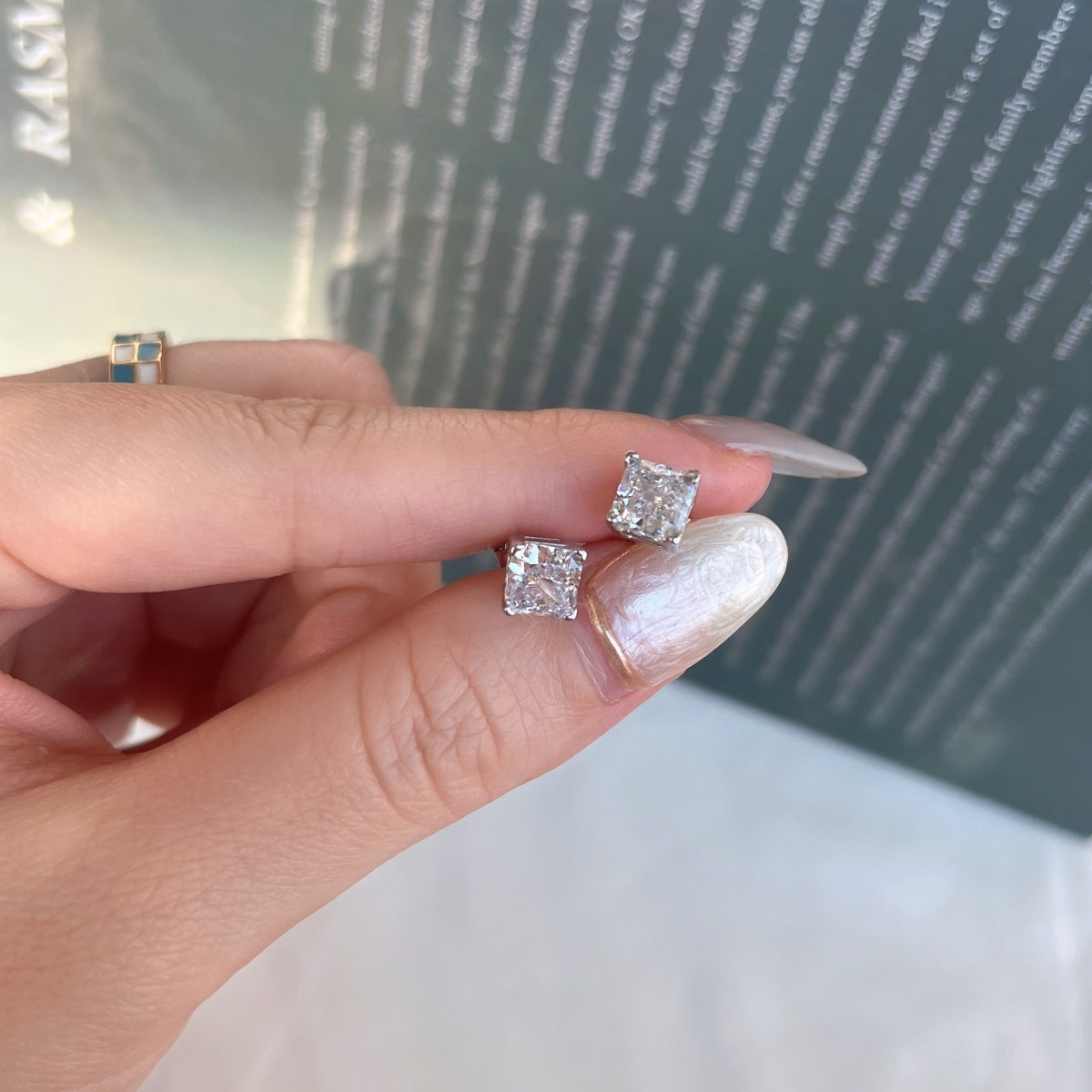 [Clover Jewelry]1.0 Carat Radiant Princess Cut Wedding Earrings