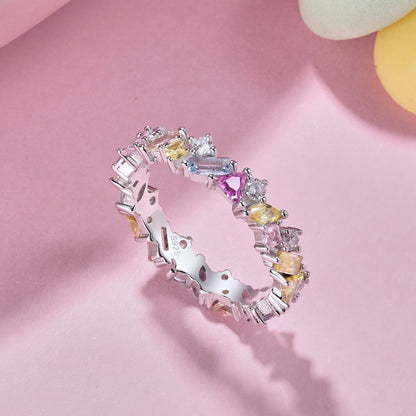 [Clover Jewelry]Dazzling Polychromatic Multi cut Daily Ring