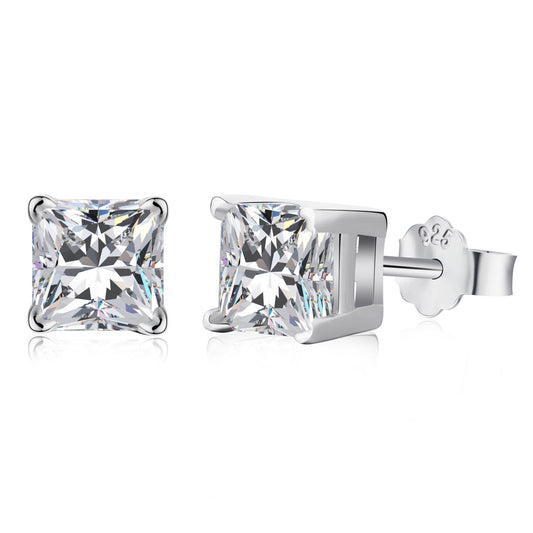 [Clover Jewelry]1.0 Carat Radiant Princess Cut Wedding Earrings