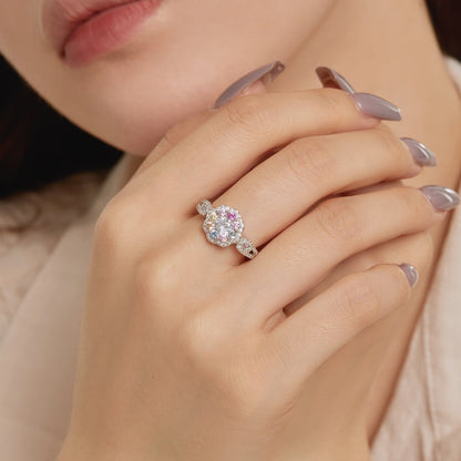 [Clover Jewelry]Delicate Colorful Round Cut Flower Shape Wedding Ring