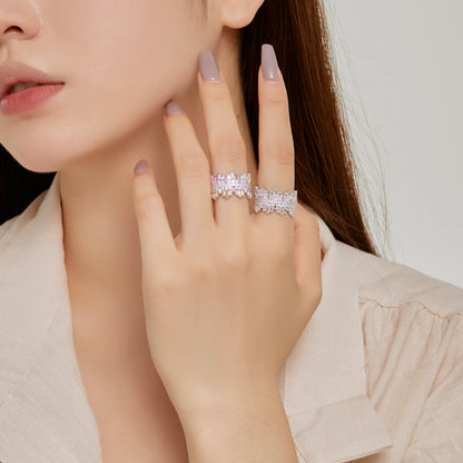 [Clover Jewelry]Luxurious Colorful Radiant Cut Daily Ring