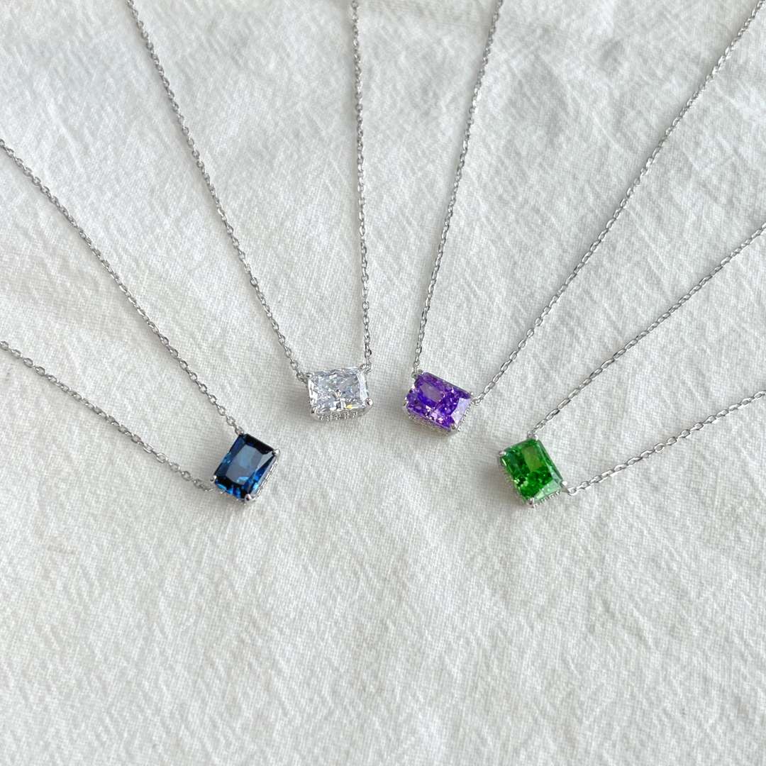 [Clover Jewelry]Luxurious Square Shape Colorful Necalack