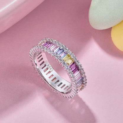 [Clover Jewelry]Dainty Kaleidoscopic Emerald Cut Daily Ring