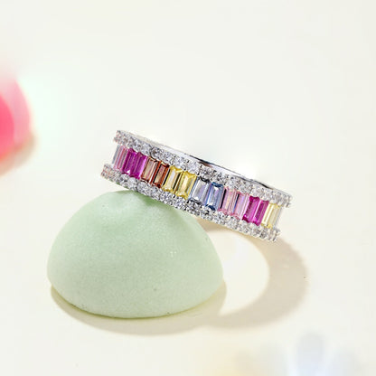 [Clover Jewelry]Dainty Kaleidoscopic Emerald Cut Daily Ring