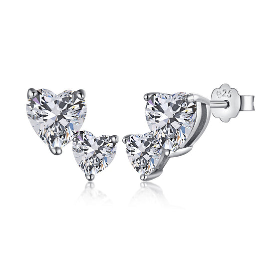 [Clover Jewelry]Double Heart-Shape Classic Princess Style Earrings