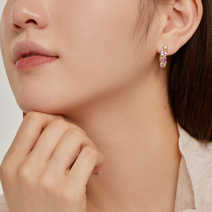 [Clover Jewelry]Dazzling Colorful Emerald Cut Daily Earrings