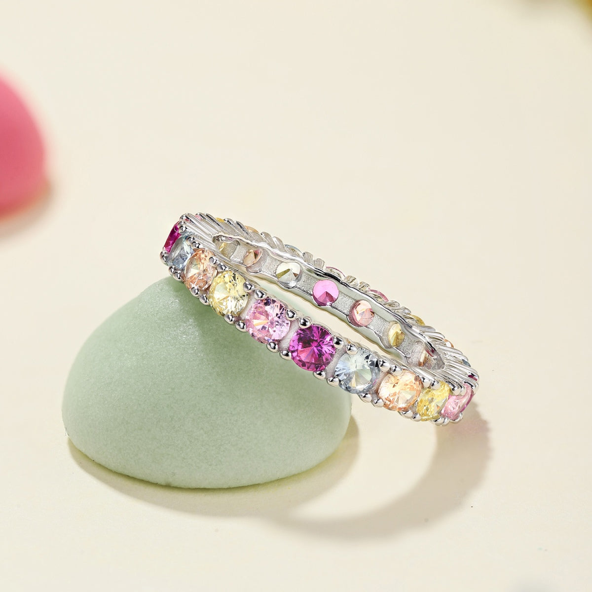 [Clover Jewelry]Dazzling Lustrous Round Cut Tennis Ring