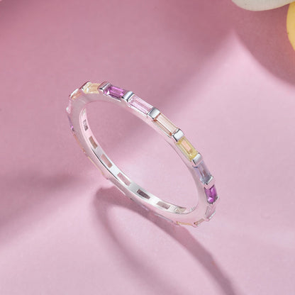 [Clover Jewelry]Exquisite Multicolored Emerald Cut Daily Ring