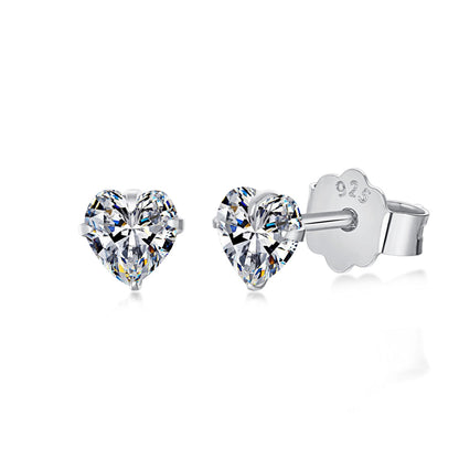 [Clover Jewelry]Sparkling Heart Shaped Simple Earrings