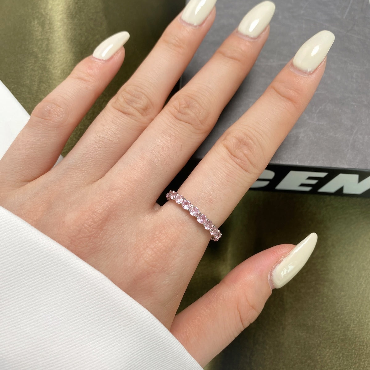 [Clover Jewelry]Sparkling Round Cut Tennis Ring