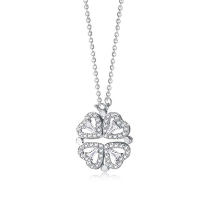 [Clover Jewelry]Ornate Heart Cut Flower Shape Necklace