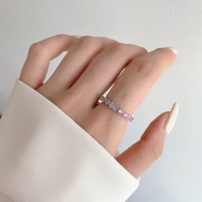 [Clover Jewelry]Sparkling Round Cut Tennis Ring