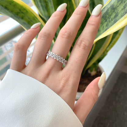 [Clover Jewelry]Ornate Oval Cut Tennis Ring