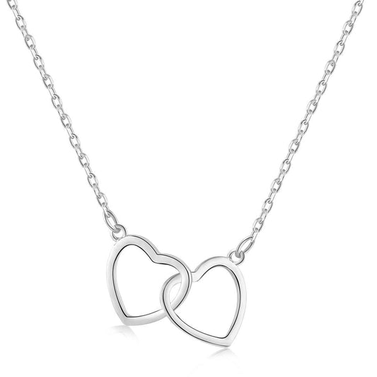 [Clover Jewelry]Sterling Silver Love Double Ring Necklace