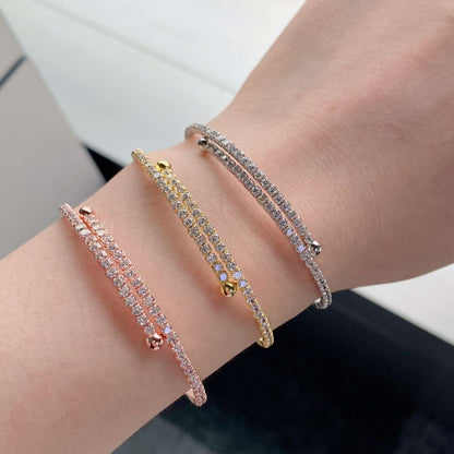 [Clover Jewelry]Row of Diamonds Round Fashion Bracelet